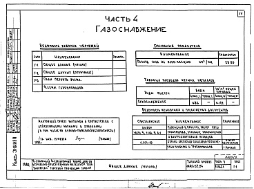 Состав альбома. Типовой проект 114-96-58.84Альбом 2 Часть 1 Архитектурно-строительные чертежи выше отм.0.000. Часть 2 Отопление и вентиляция выше отм.0.000. Часть 3 Водоснабжение и канализация выше отм.0.000. Часть 4 Газоснабжение. Часть 5 Электрооборудование. Часть 6 Связь и сигнализация. Часть 7