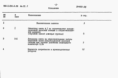 Состав альбома. Типовой проект 902-1-166.2.90Альбом 11 Сметы. Подземная часть