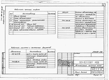 Состав альбома. Типовой проект 904-02-33.87Альбом 14 Часть 2 Приточная вентиляционная камера прямоточная с одной секцией воздухонагревателя и секцией орошения, переключаемая на режим  дежурного отопления. Пневматическая система регулирования.  
