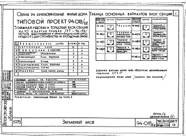 Состав альбома. Типовой проект 94-018/1.2Часть 01 Архитектурно-строительные чертежи ниже отм.0.000 Раздел 01-2 Для строительства на просадочных грунтах. Часть 03  Водоснабжение и канализация ниже отм.0.000 Раздел 03-2 Для строительства на просадочных грунтах