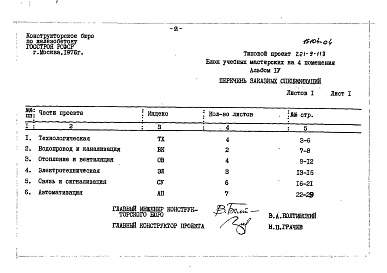 Состав альбома. Типовой проект 221-9-113Альбом 4  Заказные спецификации