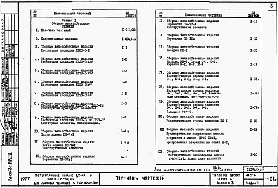 Состав альбома. Типовой проект 67-08/78.2Альбом 3.88 Примененный из ТП 67-08/78 Изделия заводского изготовления