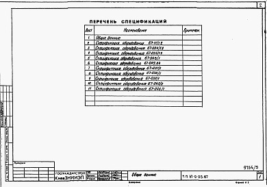Состав альбома. Типовой проект 67-0-55.87Альбом 5 Спецификации оборудования