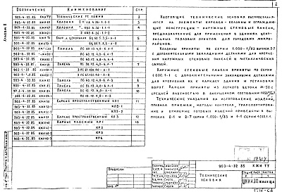 Состав альбома. Типовой проект 903-4-32.85Альбом 8 Конструкции железобетонные