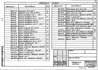 Состав альбома. Типовой проект 261-12-255.85Альбом 2 Изделия заводского изготовления