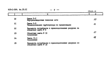 Состав альбома. Типовой проект 903-1-206Альбом 13.21 Сметы. Генеральный план. Инженерные сети