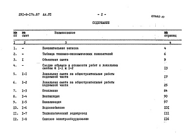 Состав альбома. Типовой проект 291-8-17с.87Альбом 7. Сметы.     