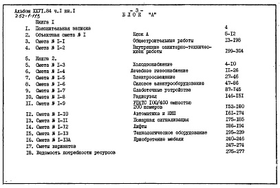 Состав альбома. Типовой проект 252-1-113Альбом 26 Сметы Части 1, 2 (Блок А), часть 3 (Блок Б) Часть 4 (Блок В)
