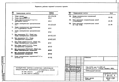 Состав альбома. Типовой проект П44-1/17Н1Часть 6-АУ Автоматика сантехустройств Раздел 1.1.1