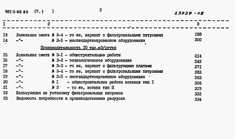 Состав альбома. Типовой проект 902-3-88.89Альбом 7 Сметы Книга 1 Вариант с первичным отстаиванием Часть 1, 2