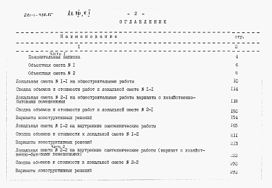 Состав альбома. Типовой проект 221-1-438.85Альбом 8 Сметы. Часть 1,2,3