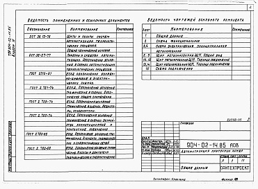 Состав альбома. Типовой проект 904-02-14.85Альбом 4 Приточная вентиляционная камера прямоточная с одной секцией воздухонагревателя и секцией орошения. Регулирование температуры приточного воздуха. Электрическая система регулирования