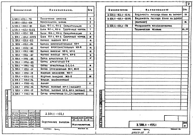 Состав альбома. Серия 3.501.1-155 МачтыВыпуск 1 Фундаменты железобетонные. Технические условия и рабочие чертежи