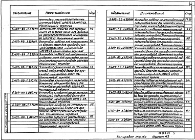 Состав альбома. Серия 5.407-89 УстановкаВыпуск 1 Чертежи монтажные
