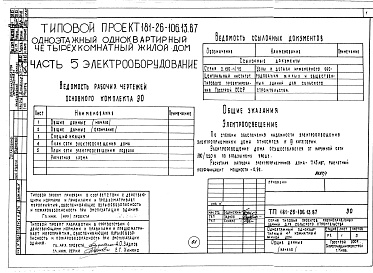 Состав альбома. Типовой проект 181-26-106.13.87Альбом 1 Части 0, 1, 2, 3, 4, 5, 6 Общая часть. Архитектурно-строительные решения. Отопление и вентиляция. Внутренний водопровод и канализация. Газоснабжение. Электрооборудование. Связь и сигнализация