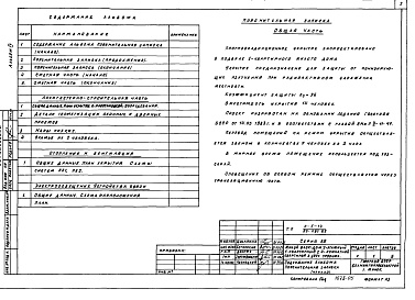 Состав альбома. Типовой проект 89-091.85Альбом 4 Проектная документация на перевод бытовых помещений подвала для использования под ПРУ