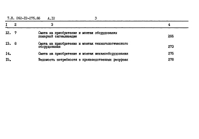Состав альбома. Типовой проект 262-12-275.86Альбом 12 Сметы. Книга 1