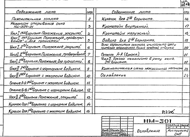 Состав альбома. Шифр НМ-301 МеханизмАльбом 1 Рабочие чертежи 
