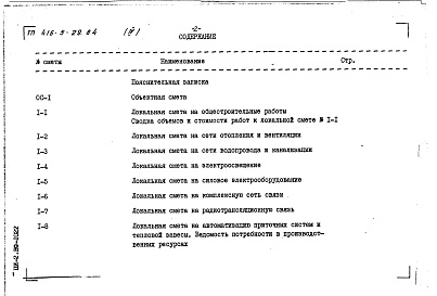 Состав альбома. Типовой проект 416-5-29.84Альбом 4 Сметы