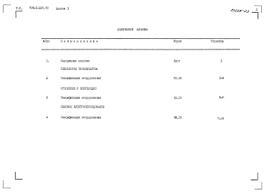 Состав альбома. Типовой проект 705-1-225.89Альбом 3 Спецификации оборудования
