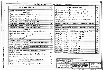 Состав альбома. Типовой проект 503-0-47.86Альбом 1 Пояснительная записка. Черчежи, схемы и планы решений.