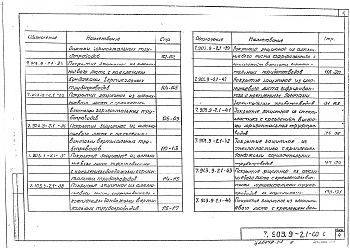 Состав альбома. Серия 7.903.9-2 ТепловаяВыпуск 1 Тепловая изоляция трубопроводов. Рабочие чертежи