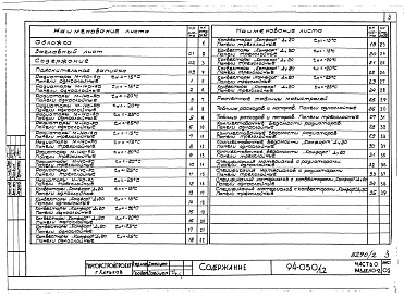 Состав альбома. Типовой проект 94-050/1.2Альбом 2 Часть 0 Общая часть Раздел 0-2 Расчетные таблицы для системы отопления