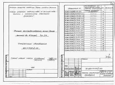 Состав альбома. Типовой проект 903-4-75.13.87Альбом 5 Спецификации оборудования