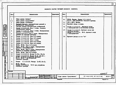 Состав альбома. Типовой проект 87-0161.13.89Альбом 1 Общие архитектурно-строительные решения