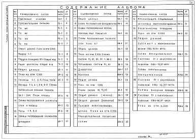 Состав альбома. Типовой проект 705-2-66.85Альбом 1 Пояснительная записка. Технология производства. Архитектурные решения. Конструкции железобетонные. Отопление и вентиляция. Внутренние водопровод и канализация. Силовое электрооборудование. Связь и сигнализация. Автоматизация отопления и вентиляци