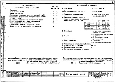Состав альбома. Типовой проект 81-04/1.2Альбом 3 Архитектурно-строительные чертежи ниже отм. 0.000. Здание с подпольем Часть 01, раздел 01-1