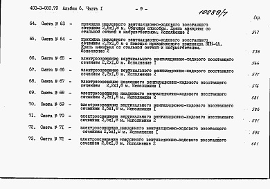 Состав альбома. Типовой проект 403-3-080.89Альбом 6 Сметы. Часть 1