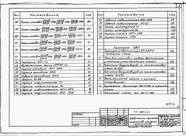 Состав альбома. Типовой проект 805-3-16Альбом 5. Примененный из 805-2-19 Изделия заводского изготовления и узлы 