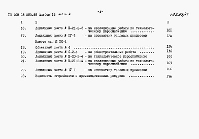 Состав альбома. Типовой проект 409-28-053.89Альбом 13 Сметы. Часть 4 Сметы для камер типа 2 в монолитном керамзитобетоне
