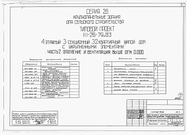 Состав альбома. Типовой проект 111-26-79.83Альбом 1 Части 0, 01, 02, 03, 1, 2, 3, 4, 5, 6 Общая часть. Архитектурно-строительные чертежи ниже отм. 0,000. Отопление и вентиляция ниже отм. 0,000. Водопровод и канализация ниже отм. 0,000. Архитектурно-строительные чертежи выше отм. 0,000. Отопление и