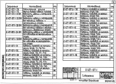 Состав альбома. Серия 5.407-137 ВоздушныеВыпуск 1 Материалы для проектирования и рабочие чертежи 