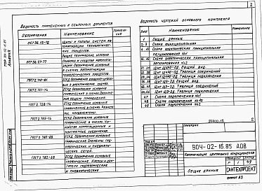 Состав альбома. Типовой проект 904-02-16.85Альбом 10 Кондиционер с рециркуляцией и двумя доводчиками. Электрическая система регулирования (КТЦ2-125...КТЦ2-250)