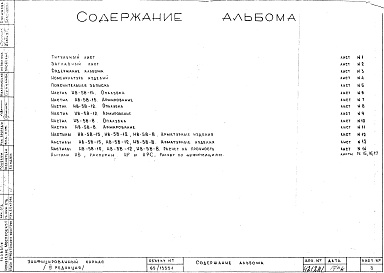 Состав альбома. Шифр Сборные железобетонныеАльбом 7 Настилы. Рабочие чертежи. Редакция 3. Шифр 65/13551