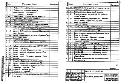 Состав альбома. Типовой проект 413-01-30.84Альбом 2 Металлоконструкции и заказные спецификации (для выпусков 1,2,3)