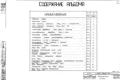 Состав альбома. Типовой проект 4-18-698Альбом 3 Электротехническая часть и автоматизация