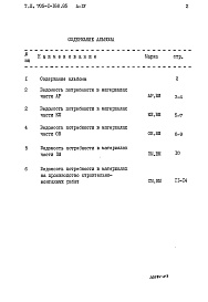Состав альбома. Типовой проект 705-1-168.85Альбом 4 Ведомости потребности в материалах 
