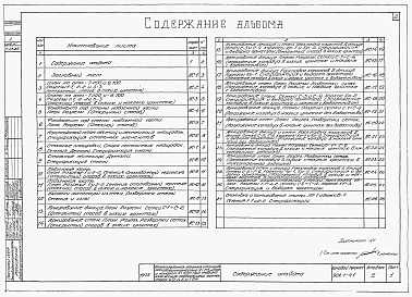 Состав альбома. Типовой проект 902-1-41Альбом 5 Архитектурно-строительная часть (глубина заложения подводящего коллектора 7,0 м). Подземная часть (основной и упрощенный варианты)