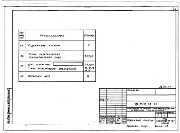 Состав альбома. Типовой проект 904-02-32.87Альбом 1 Кондиционер с одним приточным вентилятором или с одним приточным и одним рециркуляционным вентилятором