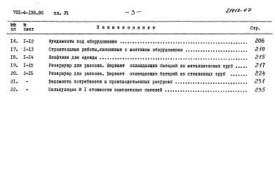 Состав альбома. Типовой проект 701-4-138.86Альбом 7 Сметы