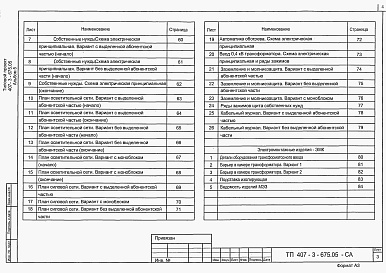 Состав альбома. Типовой проект 407-3-675.05Альбом 5 Электротехническая часть. Электросиловое оборудование. Электромонтажные конструкции          	            