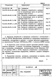 Состав альбома. Типовой проект 94-0119.84Альбом 6 Ведомости потребности в материалах
