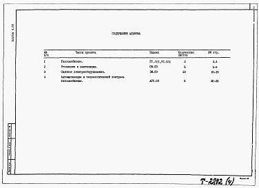 Состав альбома. Типовой проект 902-9-29.85Альбом 4.88 Спецификации оборудования    