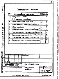 Состав альбома. Типовой проект 264-13-133с.86Альбом 9 Проектная документация по переводу помещений подвала на режим  ПРУ