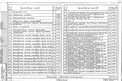 Состав альбома. Шифр РК 1101-82Альбом 1 Рабочие чертежи 
