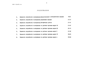 Состав альбома. Типовой проект 228-1-531.87Альбом 4 Ведомость потребности в материалах     